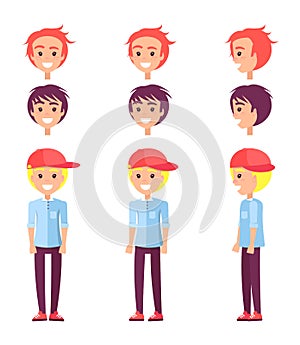 Teenagers Set Constructor, Vector Illustration