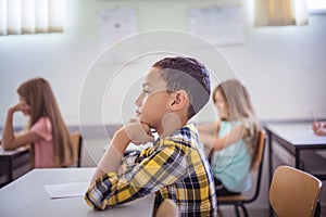 Teenagers students sitting in the classroom