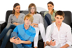 Teenagers watching tv