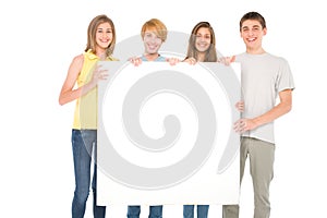 Teenagers with white panel