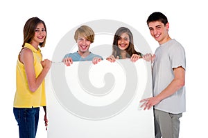 Teenagers with white panel