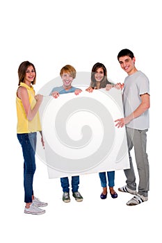 Teenagers with white panel