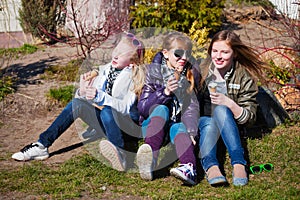 Teens eating an ice cream