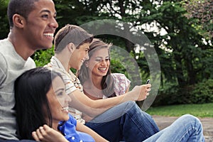 Teens hanging out together