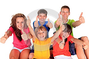 Teens and Kids with Thumbs Up