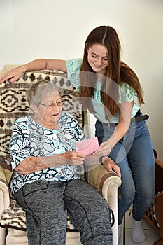 Teeny shows a letter to her grandmother