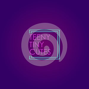 Teeny Tiny Cutes Design Template, Neon Effect Logo Concept