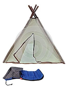 Teepee Camping Tent and Sleeping Bag