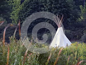Teepee cone tent in indigenous NYS Indian countryside