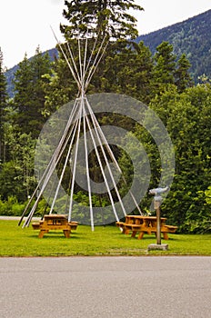 teepee poles and picnic tables