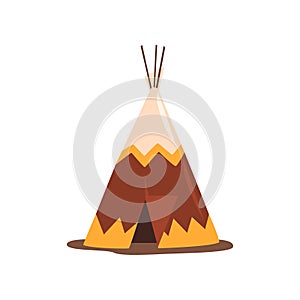 Teepee or wigwam, dwelling of north nations of Canada, Siberia, North America vector Illustration on a white background