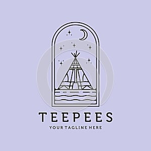 teepees india logo vector symbol simple minimalist illustration template icon graphic design, native american tent logo vector