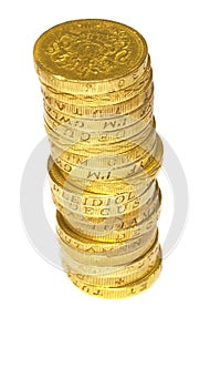 Teetering Stack of Pound Coins
