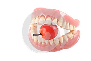 Teeth and apple. photo
