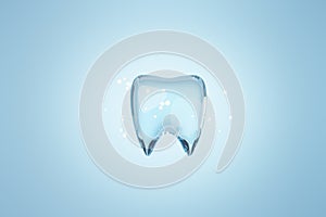 teeth on blue background for dental and teeth care concept.