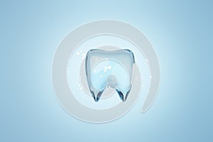teeth on blue background for dental and teeth care concept. photo