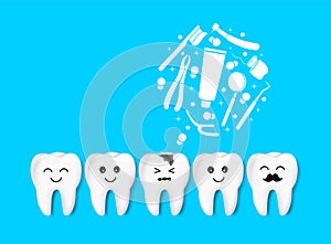 Teeth character with dentin decay.