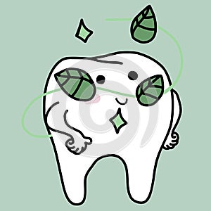 Teeth clean sparkle and fresh cartoon illustration