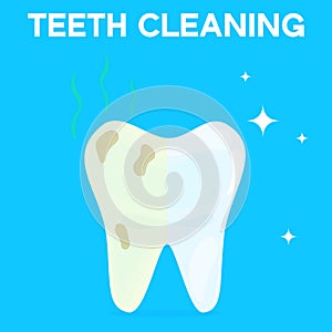 Teeth cleaning, whitening or bleaching vector illustration. Concept of dental healthcare, stomatology care, professional