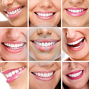 Teeth collage of people smiles