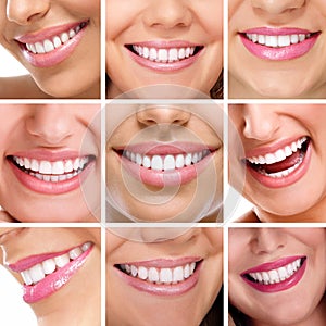 Teeth collage of people smiles photo