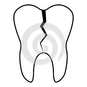 Teeth crack fracture, tooth carious cavity cartoon white, health dent