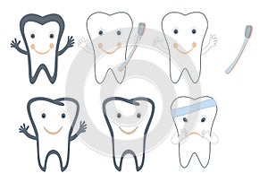 Teeth and dental symbols isolated