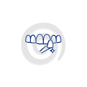 Teeth false line icon concept. Teeth false flat  vector symbol, sign, outline illustration.