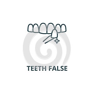 Teeth false vector line icon, linear concept, outline sign, symbol