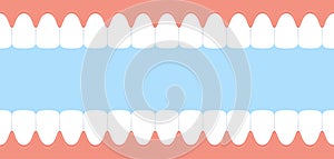 Teeth and gum. Open mouth inside view. Dental banner. Vector illustration