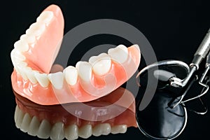 Teeth model showing an implant crown bridge model.