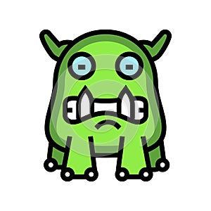 teeth monster alien color icon vector illustration