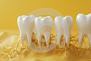 Teeth and Roots 3D Illustration