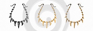 Teeth stone age necklace. Animal tooth bone necklace