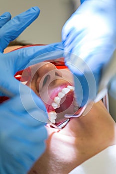 Teeth treatment in the dentists / orthodontics office