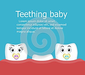 Teething baby banner with teeth