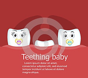 Teething baby banner with teeth