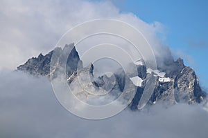 Teewinot Tetons Surrounded by Clouds