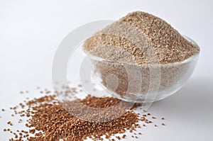 Teff grain from Africa. Smallest grain in the world. Alternative gluten-free flour for baking and cooking. Isolated