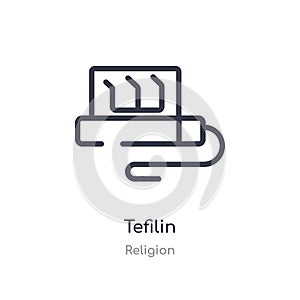 tefilin outline icon. isolated line vector illustration from religion collection. editable thin stroke tefilin icon on white