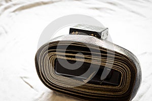 Tefillin folded inside their plastic case,