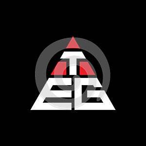 TEG triangle letter logo design with triangle shape. TEG triangle logo design monogram. TEG triangle vector logo template with red photo