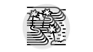 tegallalang rice terraces line icon animation