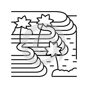 tegallalang rice terraces line icon vector illustration