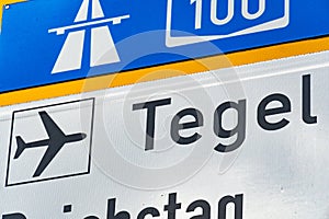 Highway and Tegel sign posts, Berlin photo