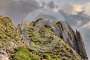 Tegelberg mountain massif in the Ammergau Alps, Bavaria, southern Germany.