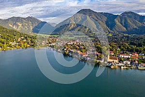 Tegernsee, Germany. Lake Tegernsee in Rottach-Egern (Bavaria), Germany near the Austrian border. Aerial view of the lake 