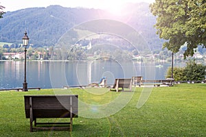 Tegernsee lake and Alp mountains