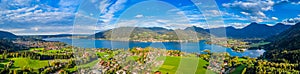 Tegernsee lake in the Bavarian Alps. Aerial Panorama. Autumn. Germany