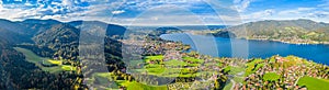 Tegernsee lake in the Bavarian Alps. Aerial Panorama Mountain View. Autumn. Germany